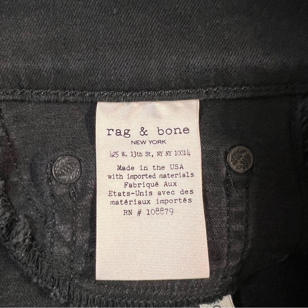 Rag And Bone High Rise Legging Size 26 Black Stretch Denim Made In U.S.A. Dark - Picture 5 of 11